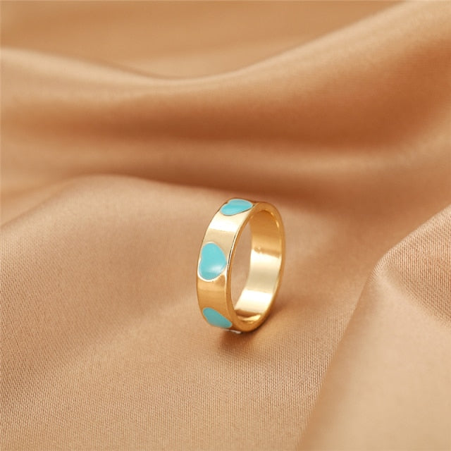 Colorful Love Heart Rings For Women