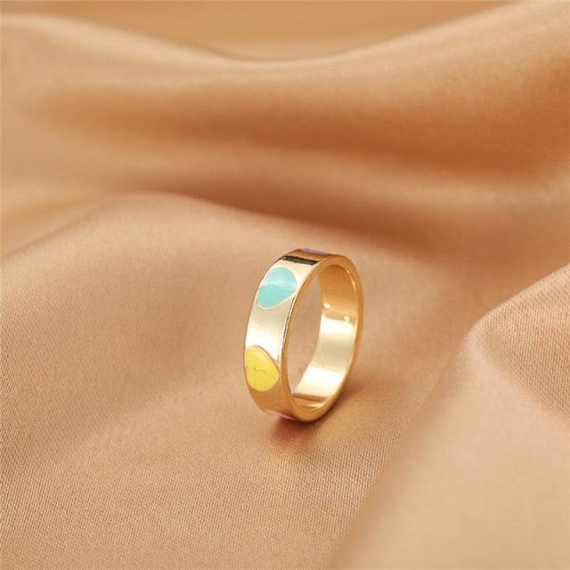 Colorful Love Heart Rings For Women