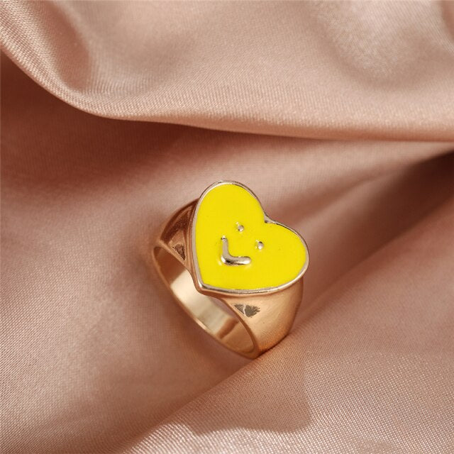 Colorful Love Heart Rings For Women