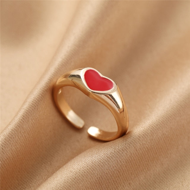 Colorful Love Heart Rings For Women