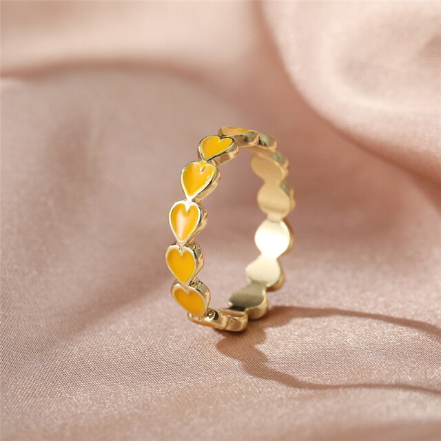 Colorful Love Heart Rings For Women