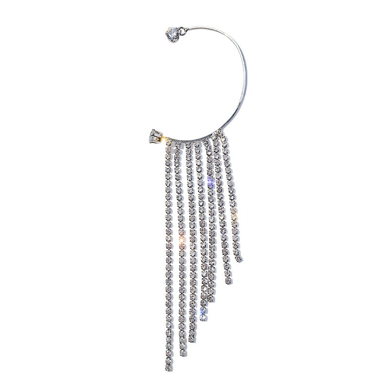 long crystal tassel ladies wild single ear clip