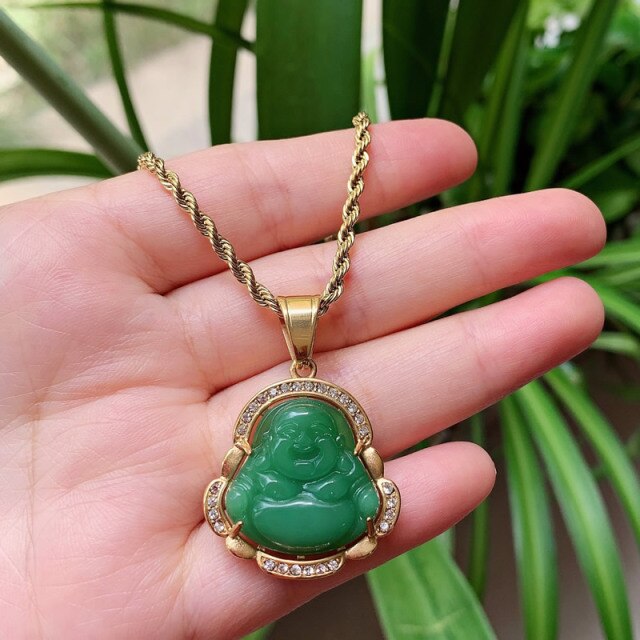 Crystal Buddha Pendulum Necklace