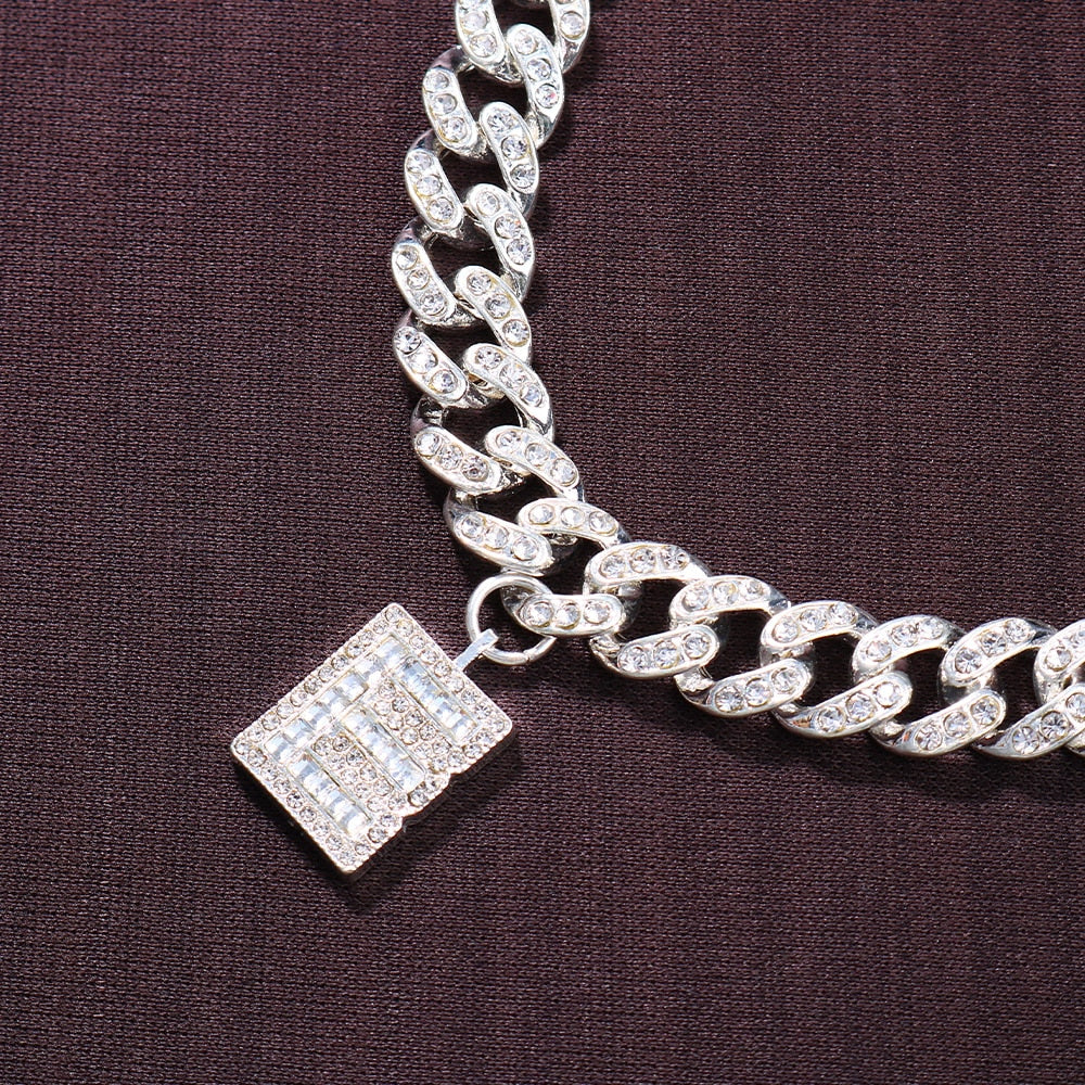 26 Baguette Letter Hip Hop Initial Necklace