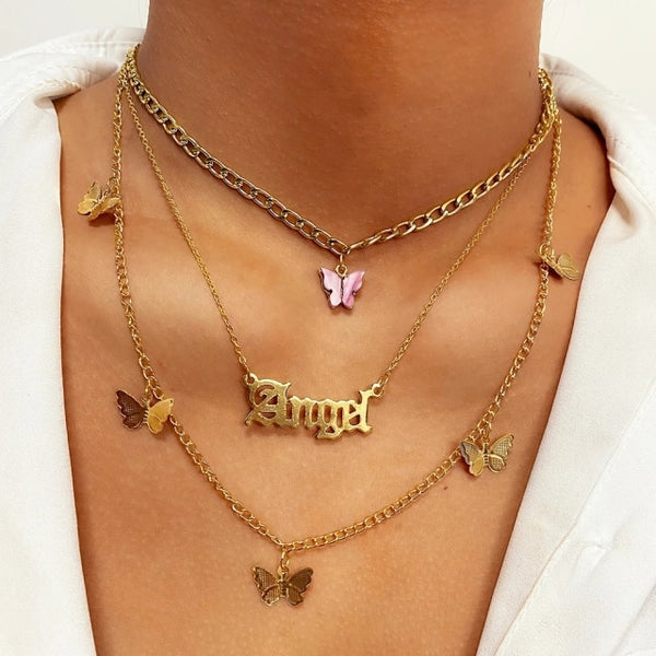 Gargantilla con colgante de cadena punk vintage en el cuello