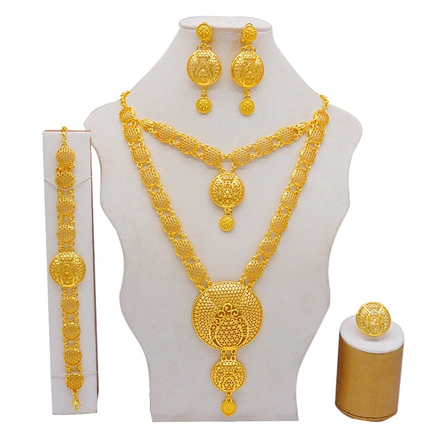 24K Jewelery Gold Necklace & Earring Set