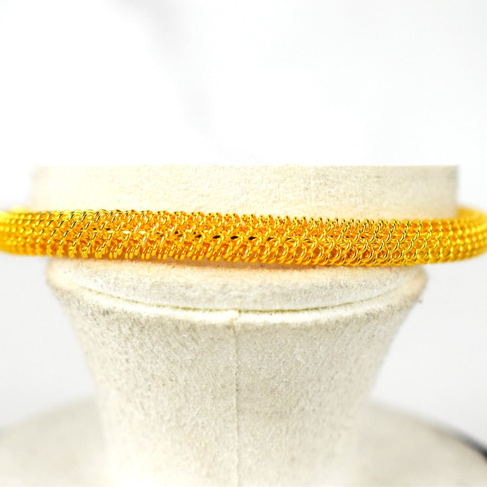 Bride Fashion Dubai Gold Bracelet Necklace Jewelry Set