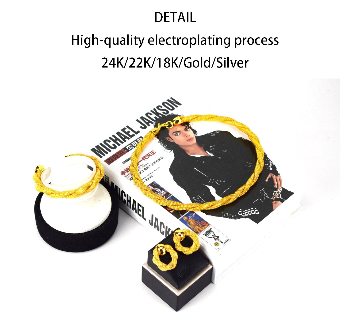 Bride Fashion Dubai Gold Bracelet Necklace Jewelry Set