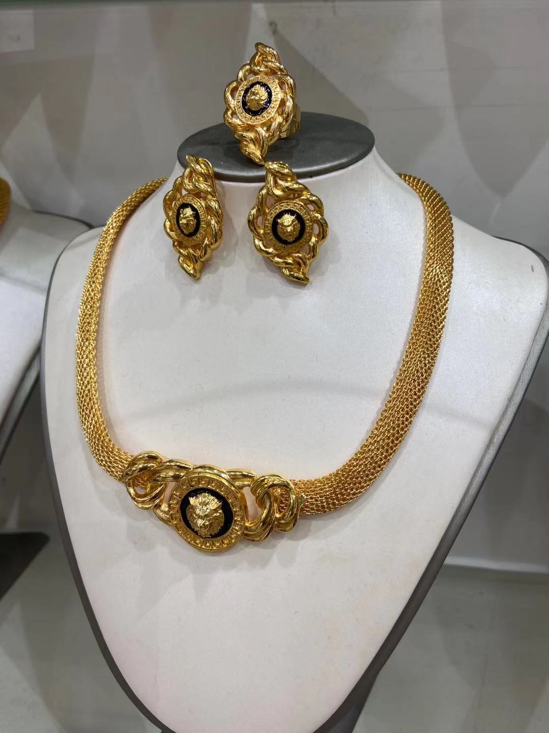 24K High-End Temperament Real Gold Plated Jewelry Wedding Set