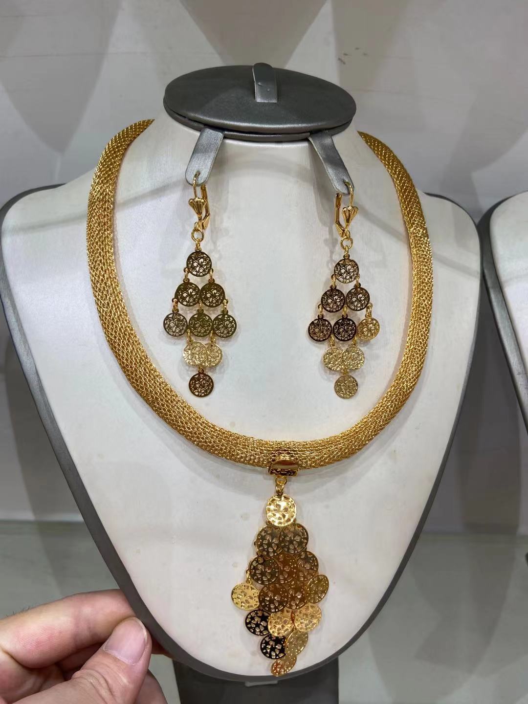 24K High-End Temperament Real Gold Plated Jewelry Wedding Set