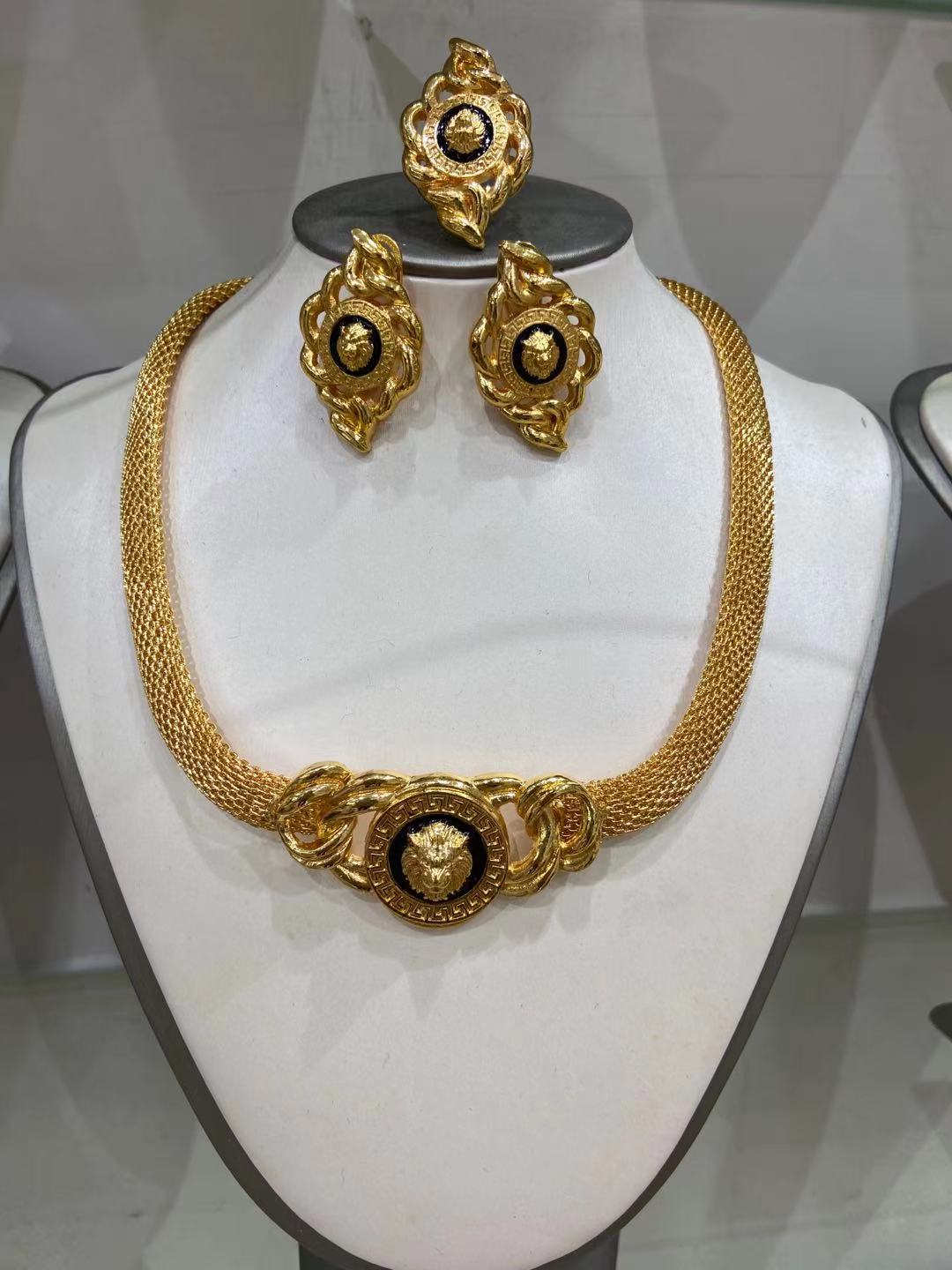 24K High-End Temperament Real Gold Plated Jewelry Wedding Set