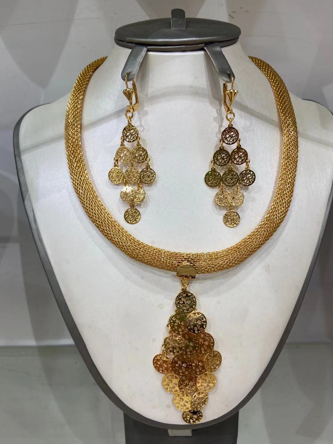 24K High-End Temperament Real Gold Plated Jewelry Wedding Set