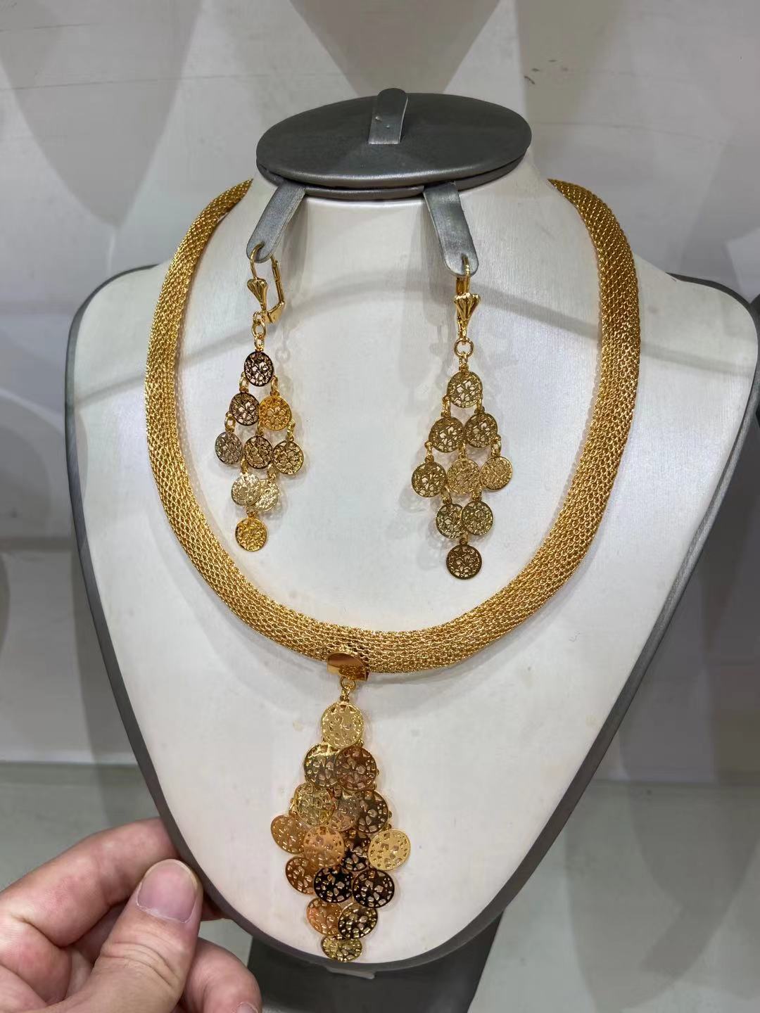 24K High-End Temperament Real Gold Plated Jewelry Wedding Set