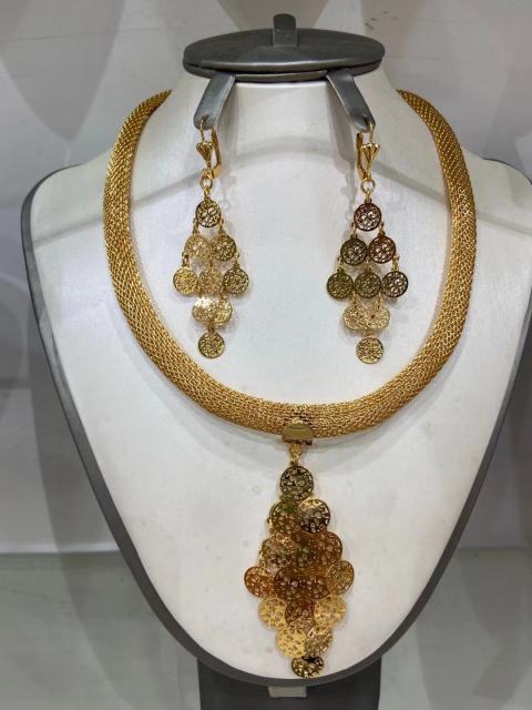 24K High-End Temperament Real Gold Plated Jewelry Wedding Set