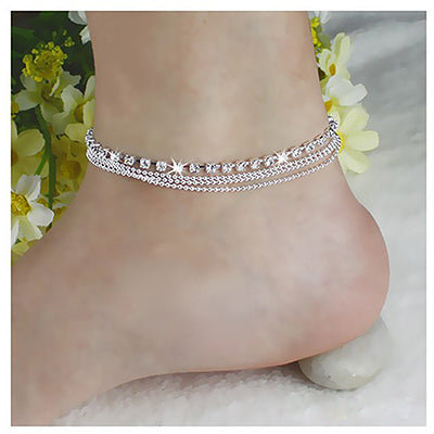 Bohemian Crystal Beads Multilayer Chain Anklet