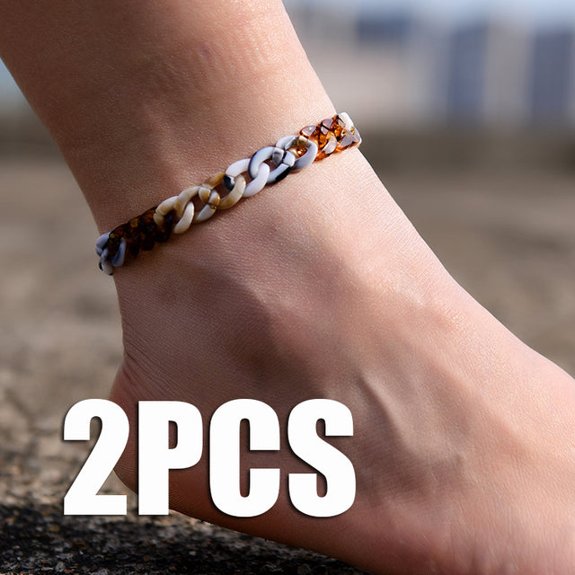 2Pcs/Lot Summer Acrylic Anklets for Women
