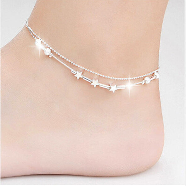 Pulsera de tobillo de acero inoxidable para mujer