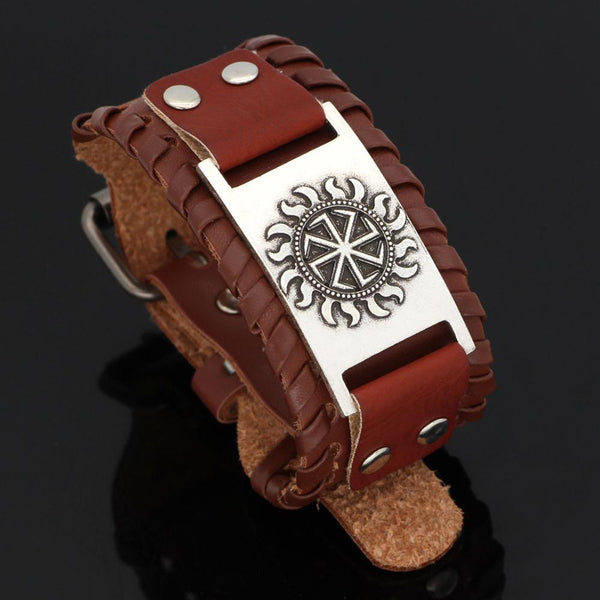 Pulseras de cuero trenzado vikingo nórdico eslavo