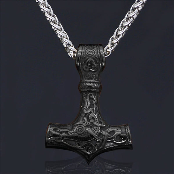 Collares escandinavos con cadena de cuerda de cuero genuino y cordón dorado