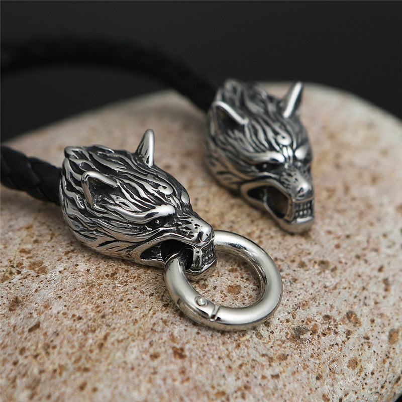 Punk Vikings Wolf Head Leather Rope Bracelets