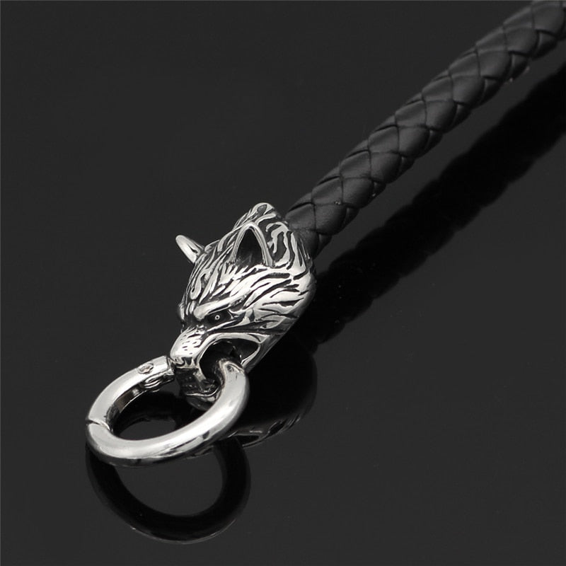 Punk Vikings Wolf Head Leather Rope Bracelets