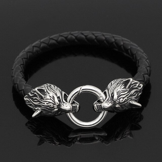 Punk Vikings Wolf Head Leather Rope Bracelets