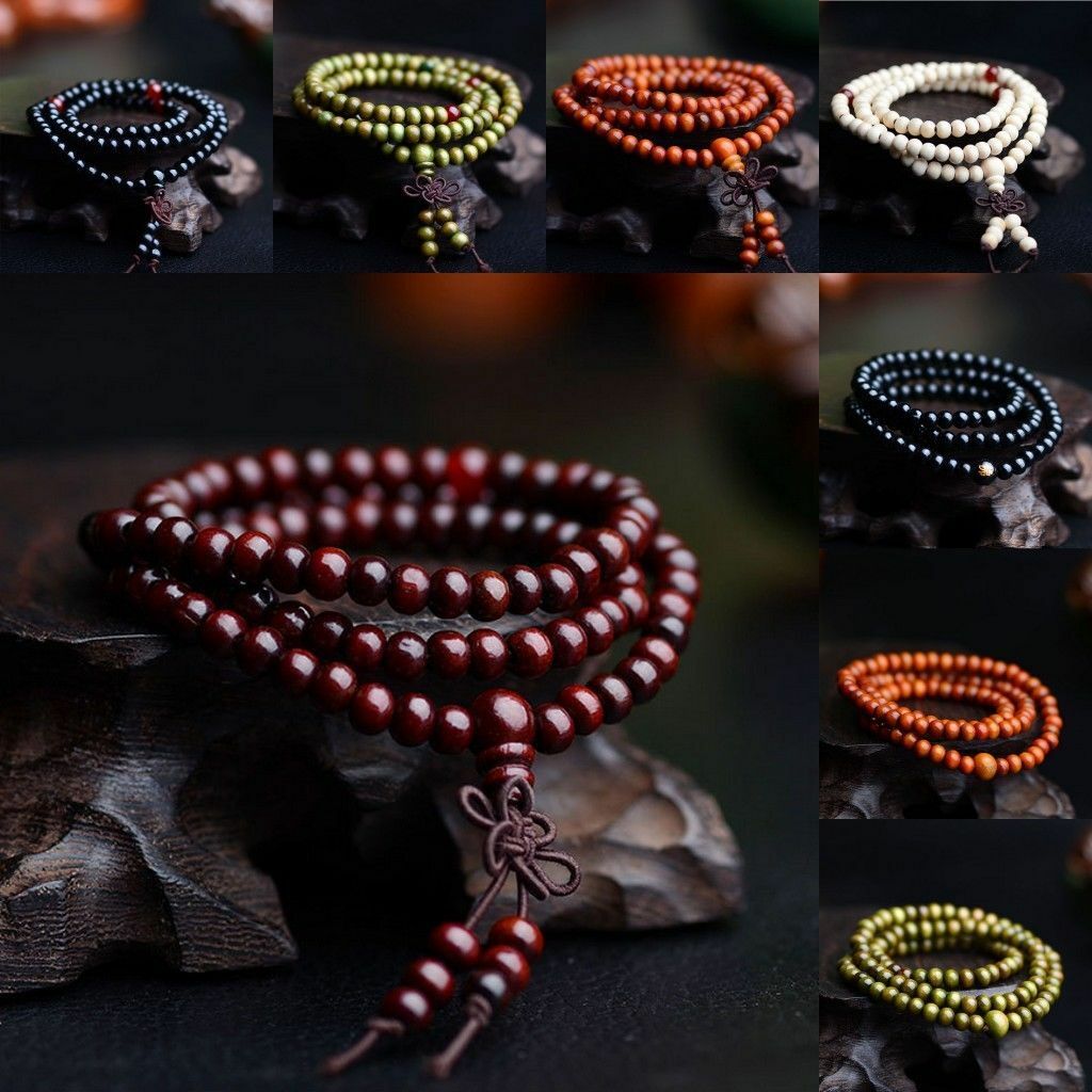 Natural Sandalwood Buddhist Buddha Wood Prayer  Bracelets