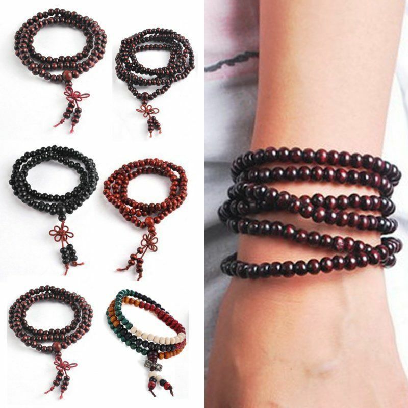 Natural Sandalwood Buddhist Buddha Wood Prayer  Bracelets