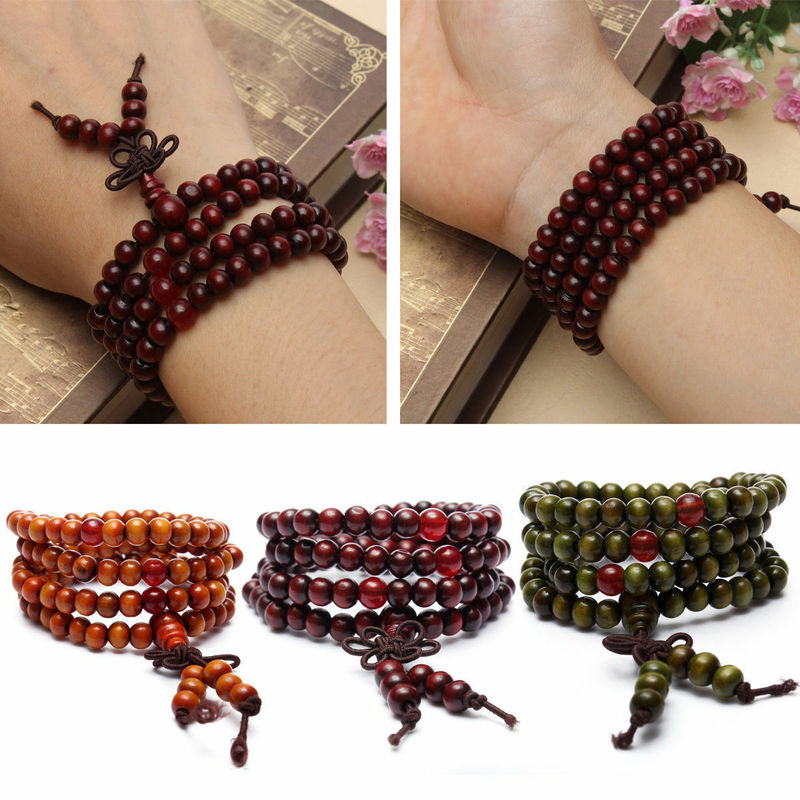 Natural Sandalwood Buddhist Buddha Wood Prayer  Bracelets