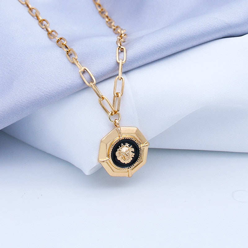 New Goth Punk Lionhead Pendant Necklace For Women