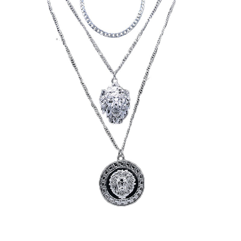 New Goth Punk Lionhead Pendant Necklace For Women