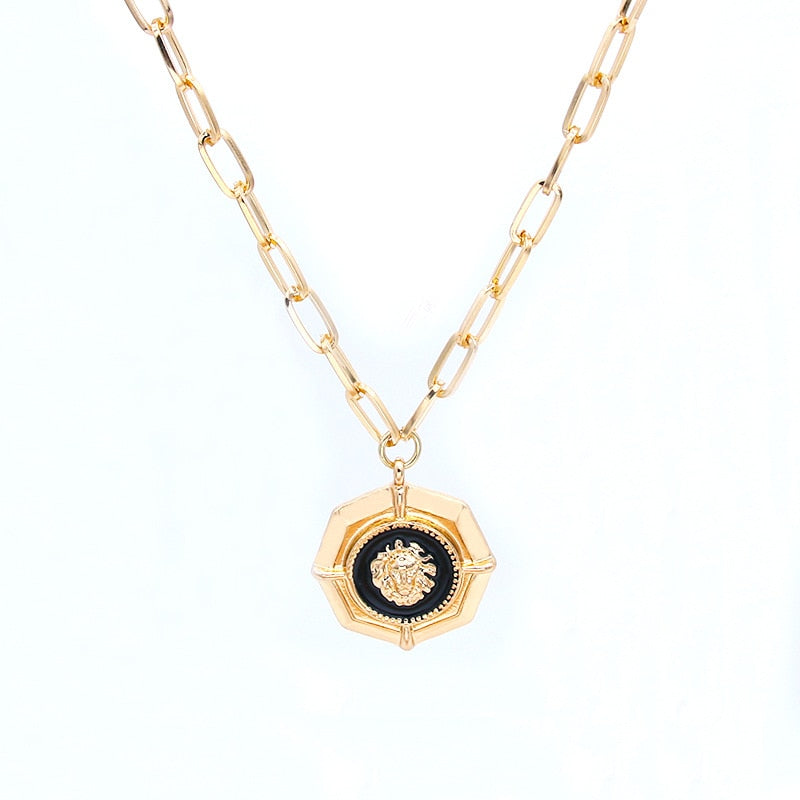 New Goth Punk Lionhead Pendant Necklace For Women