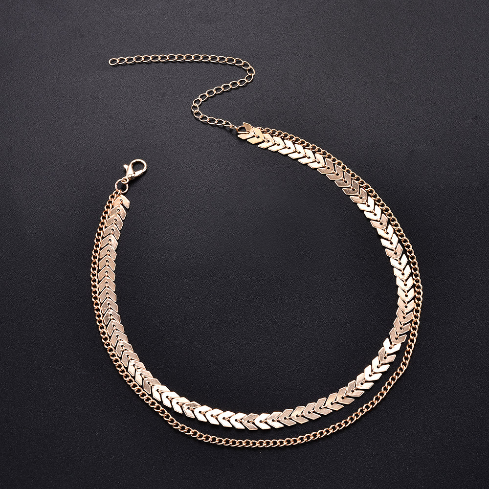 Fashion Women Lady Elegant V Sequins Chain Necklace