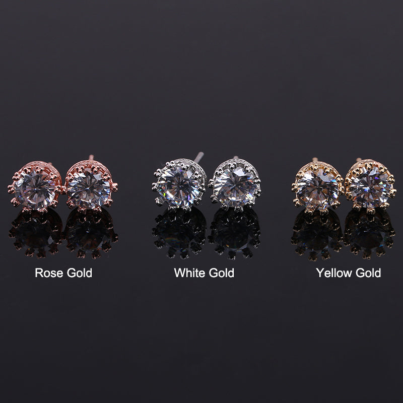 Women Classic Shining Zircon Small Stud Earrings