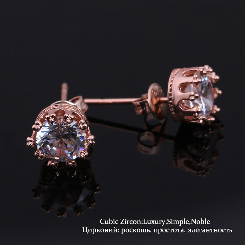 Women Classic Shining Zircon Small Stud Earrings