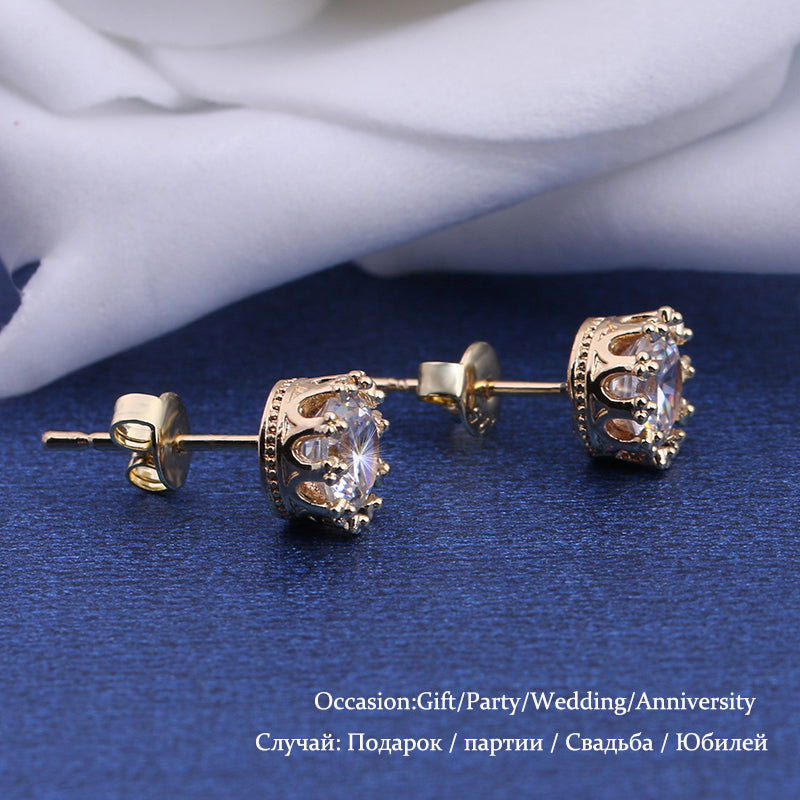 Women Classic Shining Zircon Small Stud Earrings