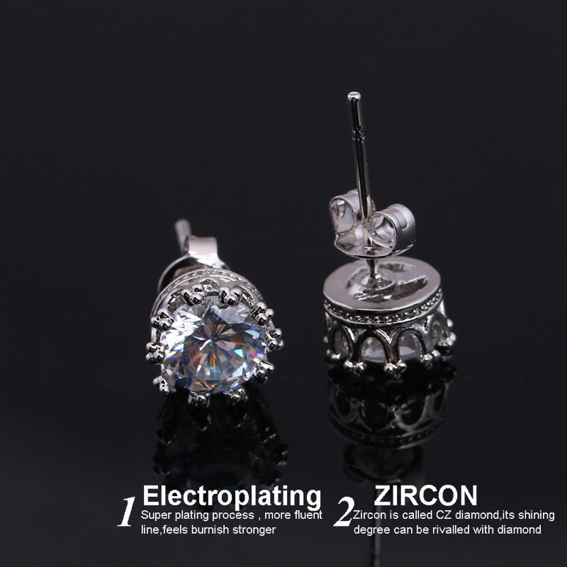 Women Classic Shining Zircon Small Stud Earrings