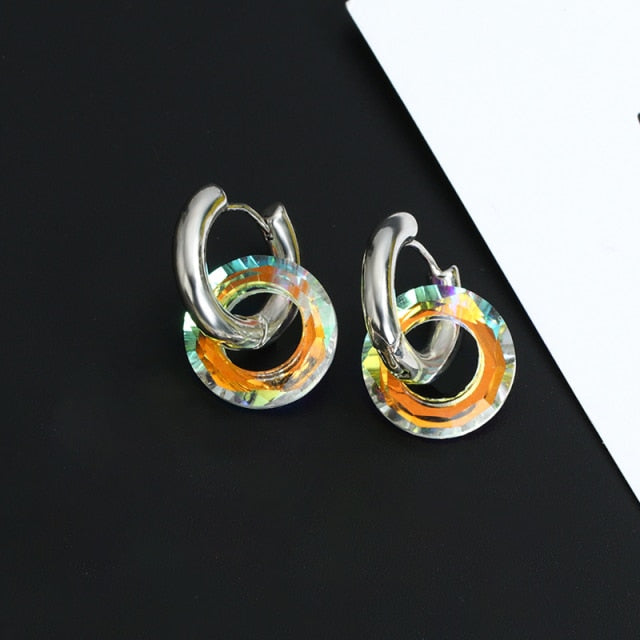 Trendy Transparent Colorful Round Hoop Earringse