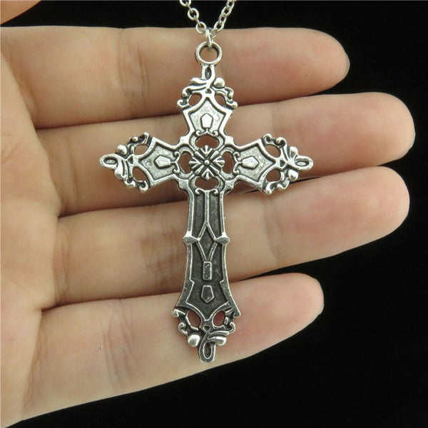Colgante vintage gótico religioso con cruz de fe de Jesús
