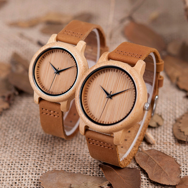 Quartz Watches Men Bamboo Wood Couple Wristwatches Gifts