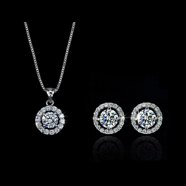 Crystal Women Wedding Necklace Earring bracelets Ring Jewelry Set