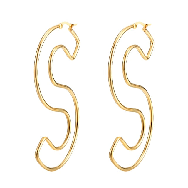 Personality Letter Ear ring Stainless Steel feminine Hyperbolic Earrings