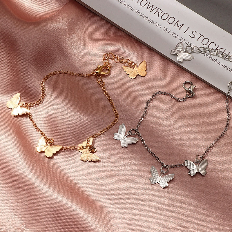 Bracelet Simple Girls Sweet Butterfly Pendant Charm Bracelets