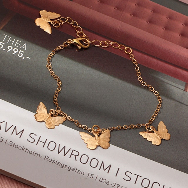 Bracelet Simple Girls Sweet Butterfly Pendant Charm Bracelets