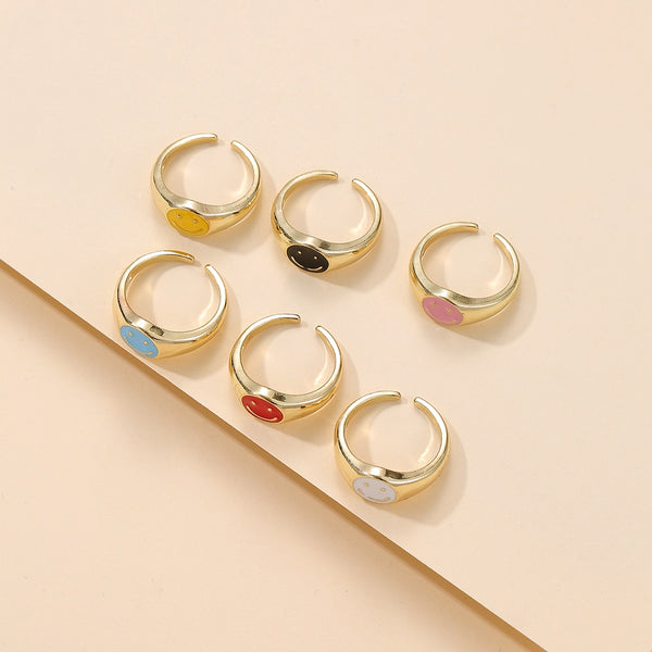 6YM New Multiple Colour Happy Smiley Ladies Ring