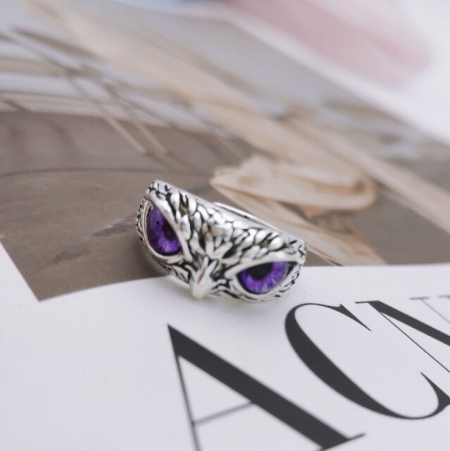 Blue Eyes Owl Ring