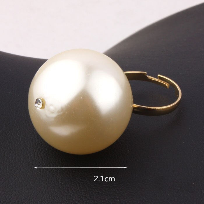 Huge Imitation Pearl Rhinestone Necklace Bangle Earrings Rings Jewelry Sets