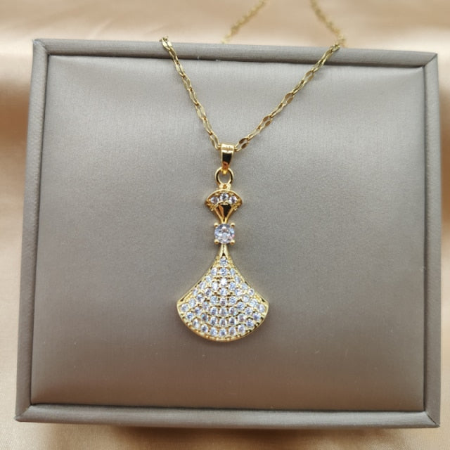 Gold Necklace for Women Zircon Jewelry Pendant Necklace