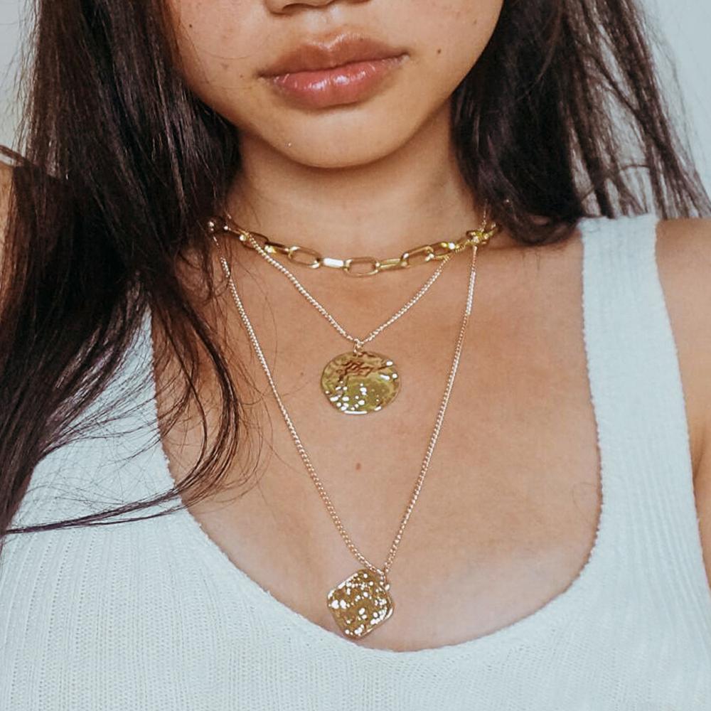 Fashion Multi Layer Lock Portrait Pendants Necklaces