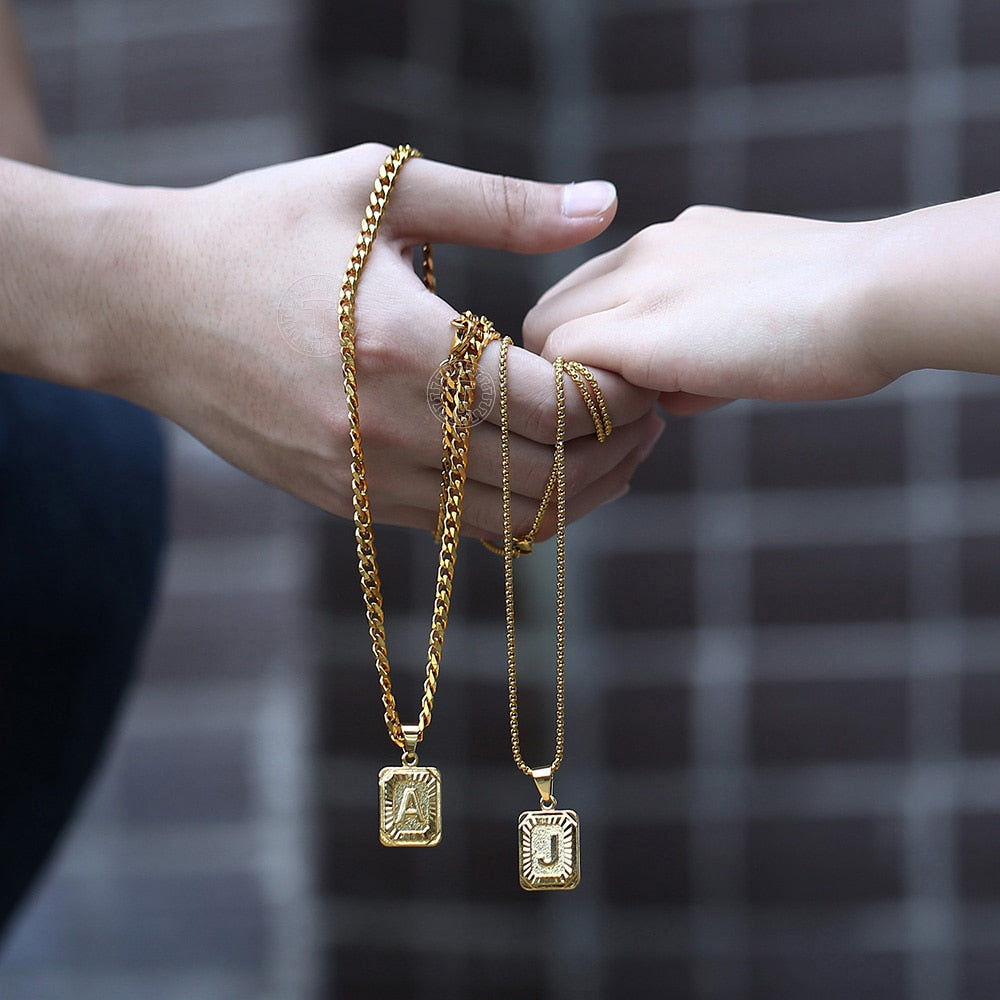 Initials Pendant Letter Name Necklace